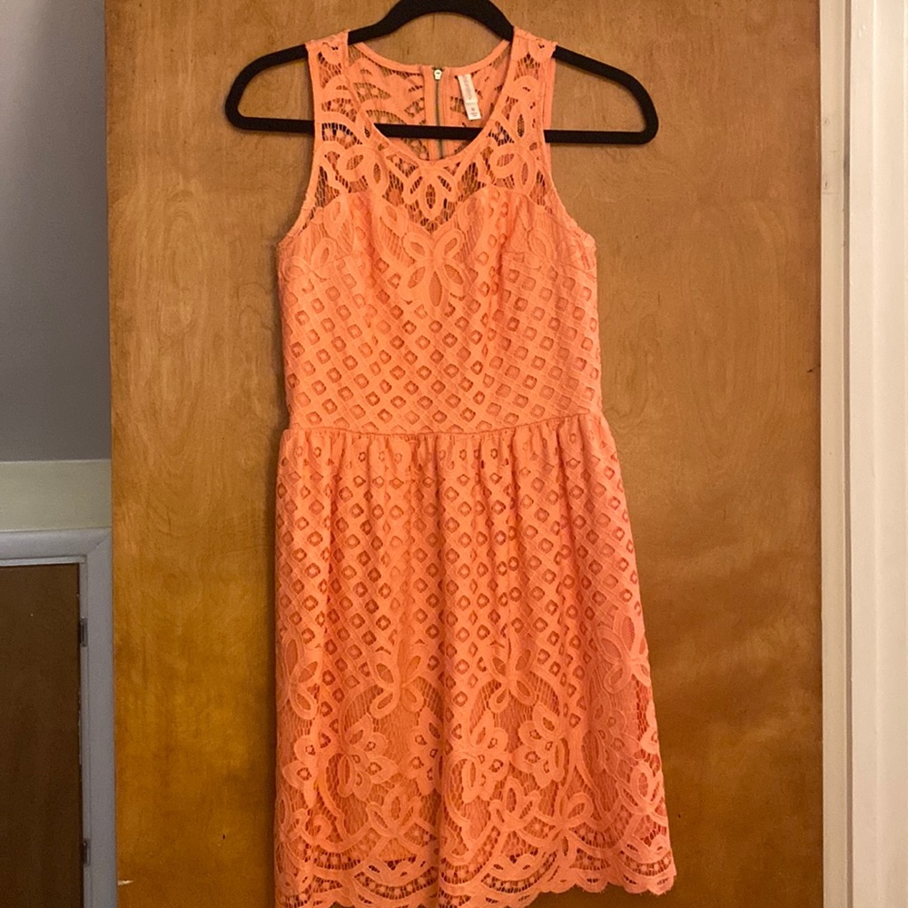 Coral lace dress